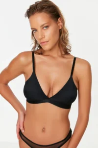 TRENDYOLMİLLA Black Micro Rope Sleeveless Without underwire Wireless Triangle Knitting Bra - Image 5