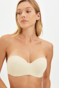 TRENDYOLMİLLA Black-Nude 2 Sets Package Rope Sleeveless without filling Entire Container Strapless Knitting Bra - Image 2