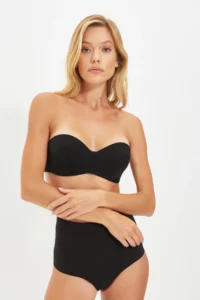 TRENDYOLMİLLA Black-Nude 2 Sets Package Rope Sleeveless without filling Entire Container Strapless Knitting Bra - Image 7