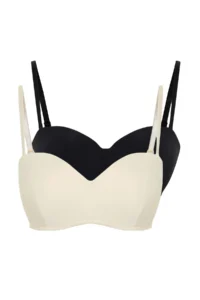 TRENDYOLMİLLA Black-Nude 2 Sets Package Rope Sleeveless without filling Entire Container Strapless Knitting Bra - Image 9