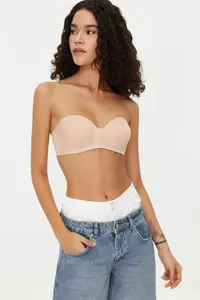 TRENDYOLMİLLA White-Nude 2 Sets Package Rope Sleeveless without filling Entire Container Strapless Knitting Bra - Image 5
