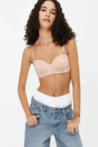 TRENDYOLMİLLA White-Nude 2 Sets Package Rope Sleeveless without filling Entire Container Strapless Knitting Bra - Image 7