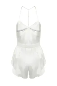 TRENDYOLMİLLA Bride/Bridal White Lace Rope Sleeveless Crop Satin OF shorts Weaving Pajama Set - Image 9