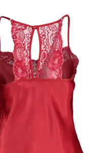 TRENDYOLMİLLA Red Lace Rope Sleeveless Satin OF shorts Weaving Pajama Set - Image 8