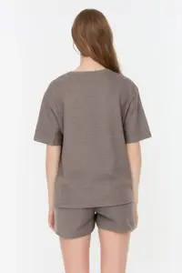 TRENDYOLMİLLA Mink Waffle Material OF shorts Knitting Pajama Set - Image 7