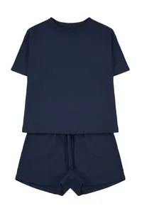 TRENDYOLMİLLA Indigo Waffle Material OF shorts Knitting Pajama Set - Image 6