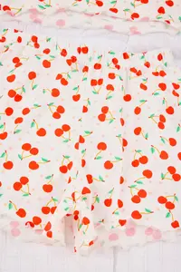 TRENDYOLMİLLA White 100% Cotton Cherry Patterned Rope Sleeveless OF shorts Knitting Pajama Set - Image 7