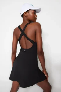 TRENDYOLMİLLA Black Scuba/Diver 2 Layer Tennis Knitting Sports Dress with Shorts
