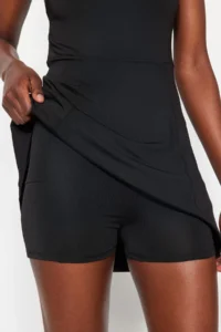 TRENDYOLMİLLA Black Scuba/Diver 2 Layer Tennis Knitting Sports Dress with Shorts - Image 4