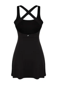 TRENDYOLMİLLA Black Scuba/Diver 2 Layer Tennis Knitting Sports Dress with Shorts - Image 8