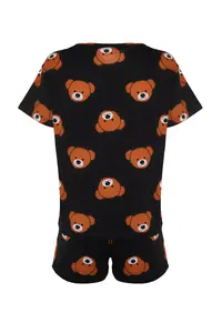 TRENDYOLMİLLA Women Family Black 100% Cotton Teddy Bear OF shorts Knitting Pajama Set - Image 11