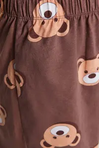 TRENDYOLMİLLA Brown 100% Cotton Teddy Bear OF shorts Knitting Pajama Set - Image 8