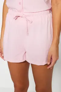 TRENDYOLMİLLA Light Pink Teddy Bear OF shorts Knitting Pajama Set - Image 4