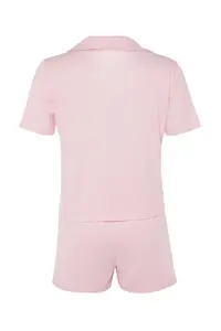 TRENDYOLMİLLA Light Pink Teddy Bear OF shorts Knitting Pajama Set - Image 8