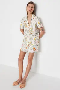 TRENDYOLMİLLA Multicolored 100% Cotton flower patterned OF shorts Knitting Pajama Set - Image 2