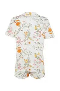 TRENDYOLMİLLA Multicolored 100% Cotton flower patterned OF shorts Knitting Pajama Set - Image 8