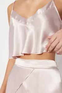 TRENDYOLMİLLA Powder Pink Satin Rope Sleeveless OF shorts Weaving Pajama Set - Image 6