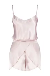 TRENDYOLMİLLA Powder Pink Satin Rope Sleeveless OF shorts Weaving Pajama Set - Image 8