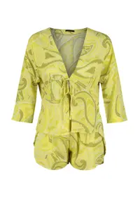 TRENDYOLMİLLA Multicolored Ethnic/Bohem Patterned tied up/with bow Viscose OF shorts Weaving Pajama Set - Image 8