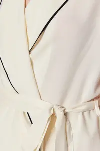 TRENDYOLMİLLA Beige Belted Piping Detailed Viscose OF shorts Maternity Weaving Pajama Set - Image 5