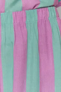TRENDYOLMİLLA Multicolored Striped Rope Sleeveless Viscose OF shorts Weaving Pajama Set - Image 5