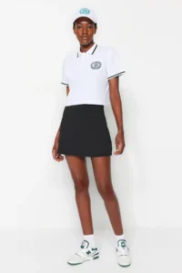 TRENDYOLMİLLA Black Reflector Printed 2 Layer OF shorts with pocket Tennis Knitting Sports Shorts Skirt - Image 3