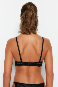 TRENDYOLMİLLA Black Lace Rope Sleeveless U underwire without filling Covered balconette Knitting Bra - Image 8