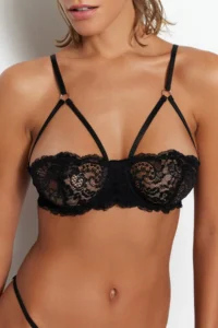 TRENDYOLMİLLA Black Lace Piped Rope Sleeveless underwire Wireless balconette Knitting Bra - Image 5