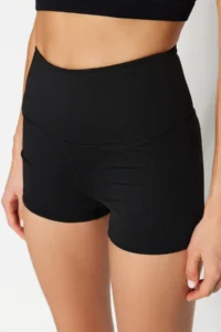 TRENDYOLMİLLA Black Shaping Belde Reflector Printed Knitting Sports Ekstra Shorts/Short Leggings - Image 3