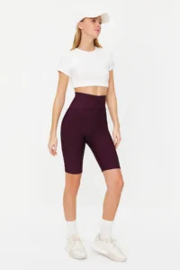 TRENDYOLMİLLA Plum Shaping Knitting Sports Biker/Short Leggings - Image 2