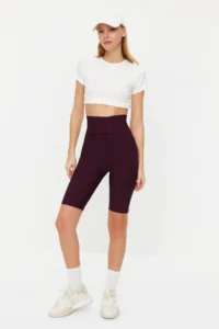 TRENDYOLMİLLA Plum Shaping Knitting Sports Biker/Short Leggings - Image 3