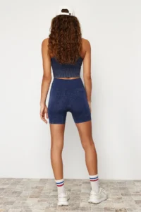 TRENDYOLMİLLA Mavi seamless/Seamless Washable Knitting Sports Shorts/Short Leggings - Image 5