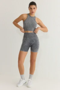 TRENDYOLMİLLA Anthracite seamless/Seamless Washable Knitting Sports Shorts/Short Leggings - Image 2