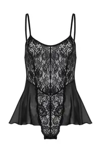 TRENDYOLMİLLA Black Lace Bacak Banded Rope Sleeveless snaps Knitting Bodysuit .D.00001 - Image 7