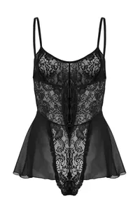 TRENDYOLMİLLA Black Lace Bacak Banded Rope Sleeveless snaps Knitting Bodysuit .D.00001 - Image 9