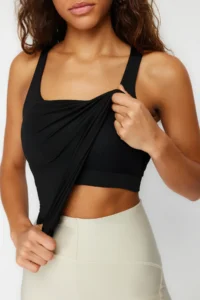 TRENDYOLMİLLA Black Shaping 2 Layer Padded Sports Bra Square Neck Knitting Sports Top/Blouse - Image 3