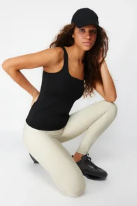 TRENDYOLMİLLA Black Shaping 2 Layer Padded Sports Bra Square Neck Knitting Sports Top/Blouse - Image 4