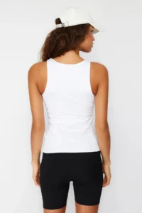 TRENDYOLMİLLA White Shaping 2 Layer Padded Sports Bra Square Neck Knitting Sports Top/Blouse - Image 6