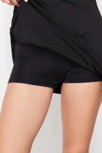 TRENDYOLMİLLA Black Piping Detailed 2 Layer Tennis Knitting Sports Dress with Shorts - Image 5