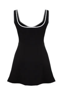 TRENDYOLMİLLA Black Piping Detailed 2 Layer Tennis Knitting Sports Dress with Shorts - Image 7