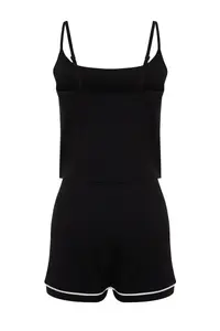TRENDYOLMİLLA Black Bias Detailed Rope Sleeveless Viscose OF shorts Knitting Pajama Set - Image 8