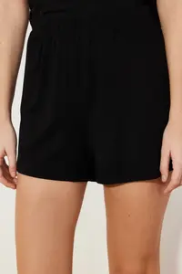 TRENDYOLMİLLA Black Lace Rope Sleeveless Viscose OF shorts Knitting Pajama Set - Image 5