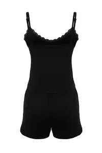 TRENDYOLMİLLA Black Lace Rope Sleeveless Viscose OF shorts Knitting Pajama Set - Image 8