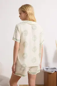 TRENDYOLMİLLA MINT Galaxy Patterned Viscose OF shorts Weaving Pajama Set - Image 4