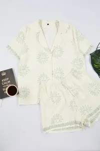 TRENDYOLMİLLA MINT Galaxy Patterned Viscose OF shorts Weaving Pajama Set - Image 5