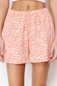 TRENDYOLMİLLA Pink 100% Cotton Zebra Printed OF shorts Knitting Pajama Set - Image 5