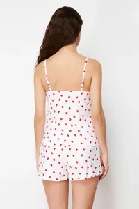 TRENDYOLMİLLA White 100% Cotton Kalpli Lace Rope Sleeveless OF shorts Knitting Pajama Set - Image 6