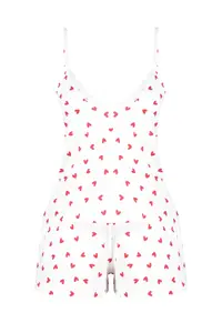 TRENDYOLMİLLA White 100% Cotton Kalpli Lace Rope Sleeveless OF shorts Knitting Pajama Set - Image 7