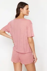 TRENDYOLMİLLA Multicolored 2 Sets Paket Pointel Cellular/Delikli Knitting Pajamas Tops - Image 7