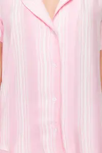 TRENDYOLMİLLA Pink Striped Piping Detailed Viscose OF shorts Weaving Pajama Set - Image 4